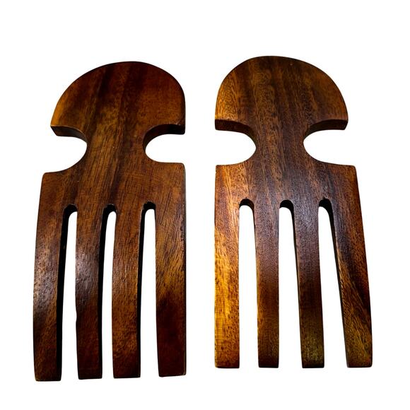 'Arthur Court' Large Wooden Salad Serving Bowl w/Salad Serving Utensils - Picture 3 of 7